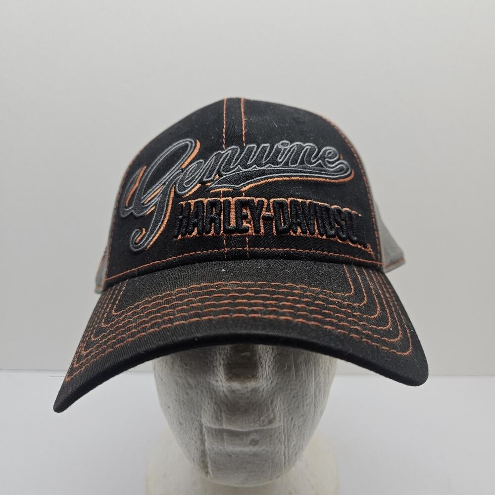 Harley-Davidson A-Flex One Size Fits Most Black/Grey/Orange Baseball Cap.